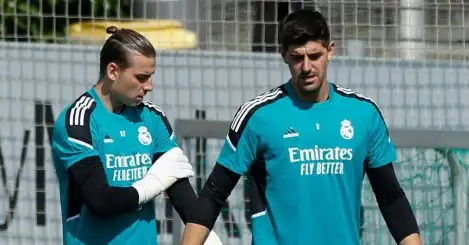 Andriy Lunin and Thibaut Courtois training for Real Madrid