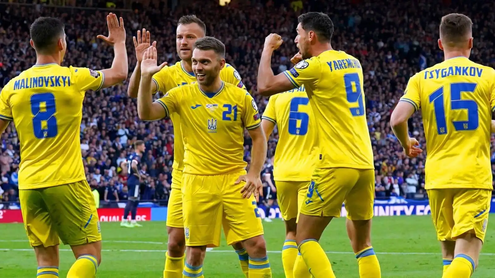Ukraine celebrate World Cup play-off win over Scotland