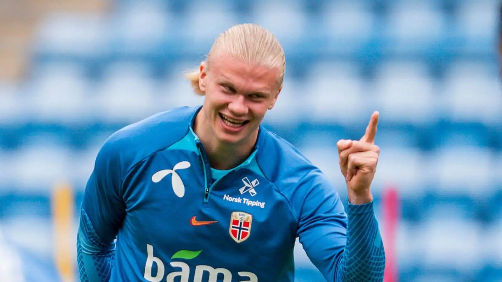 Erling Haaland during a training session with Norway's national football team at Ullevaal Stadium