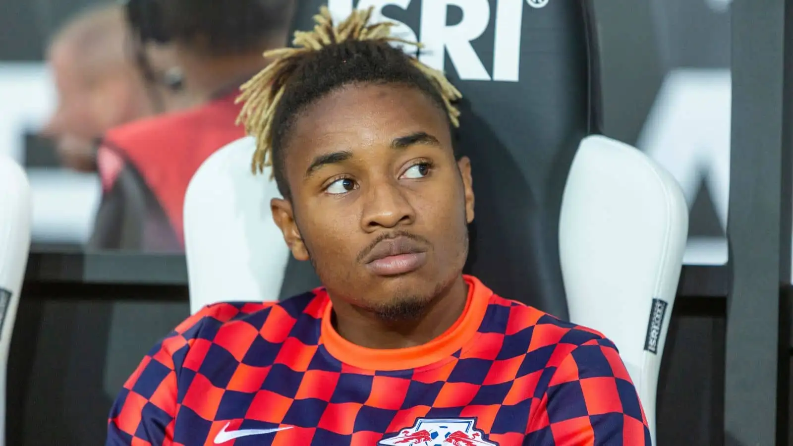 Christopher Nkunku, RB Leipzig star, sat on the bench during Bundesliga game v Borussia Mochengladbach