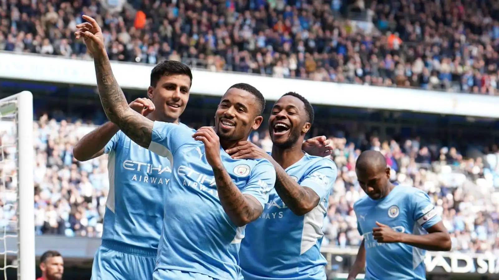 Gabriel Jesus, Raheem Sterling, Rodri Man City v Watford April 2022