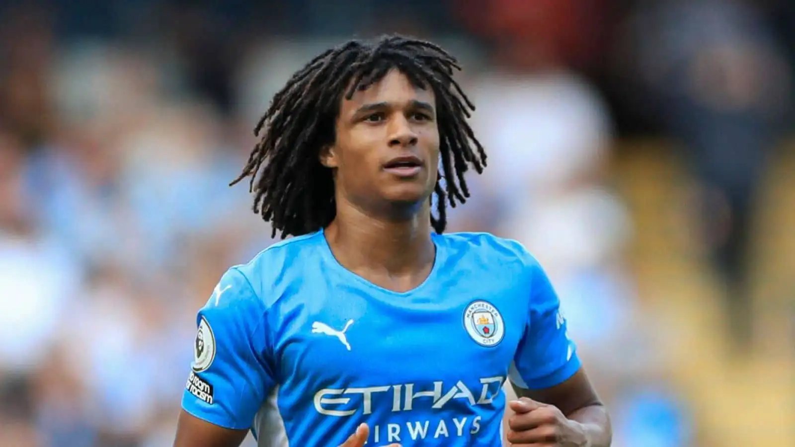 Nathan Ake, Man City defender, in action during Premier League game at Etihad Stadium