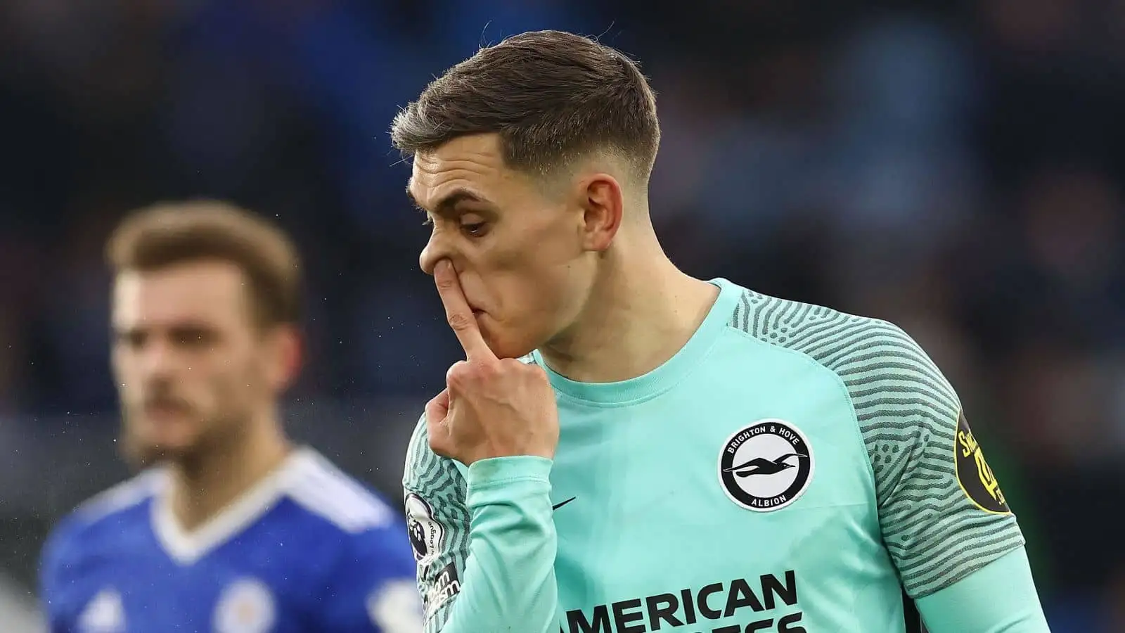 Leandro Trossard of Brighton during the Premier League match at the King Power Stadium, Leicester.