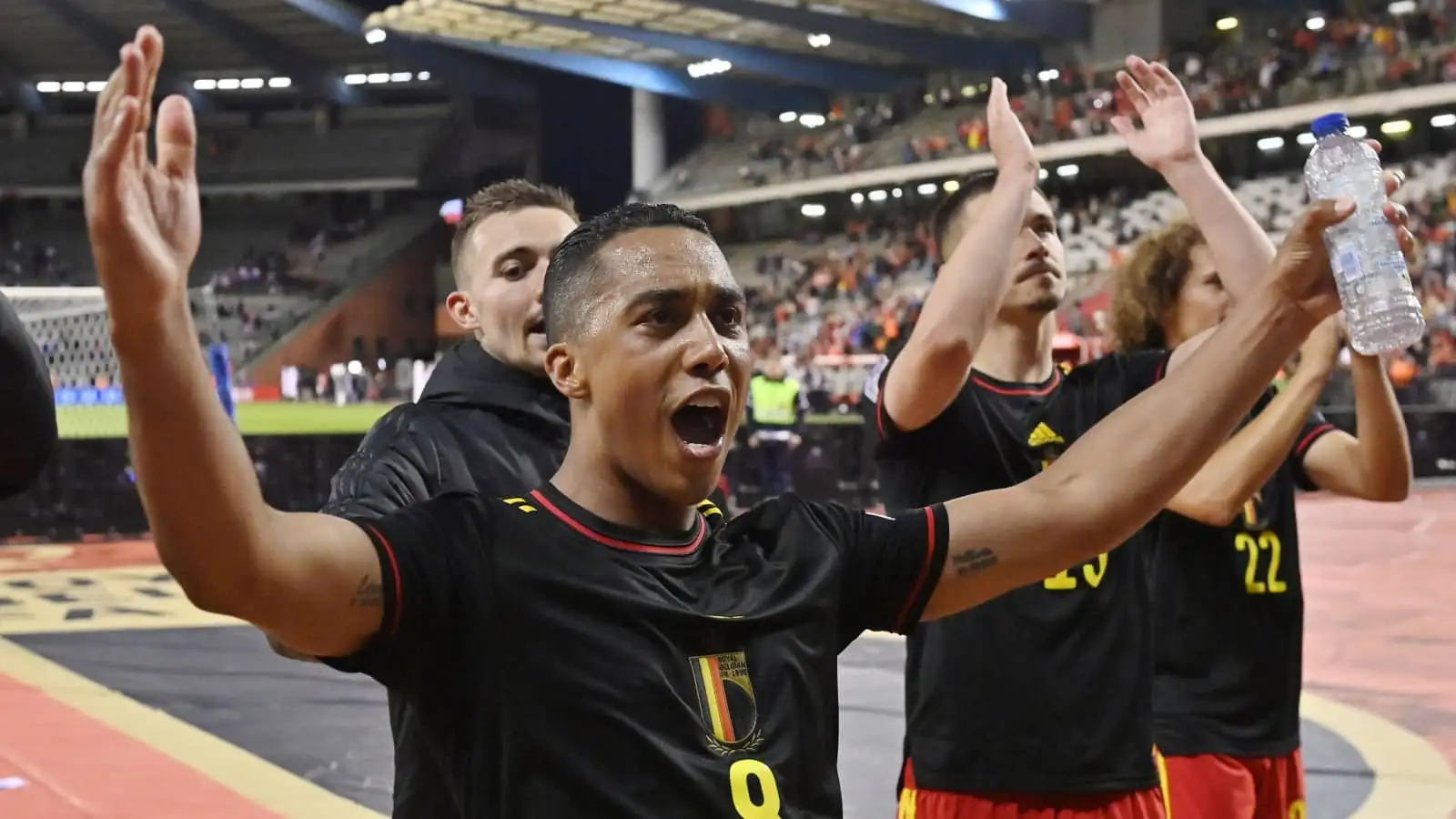 Youri Tielemans celebrating with Belgium