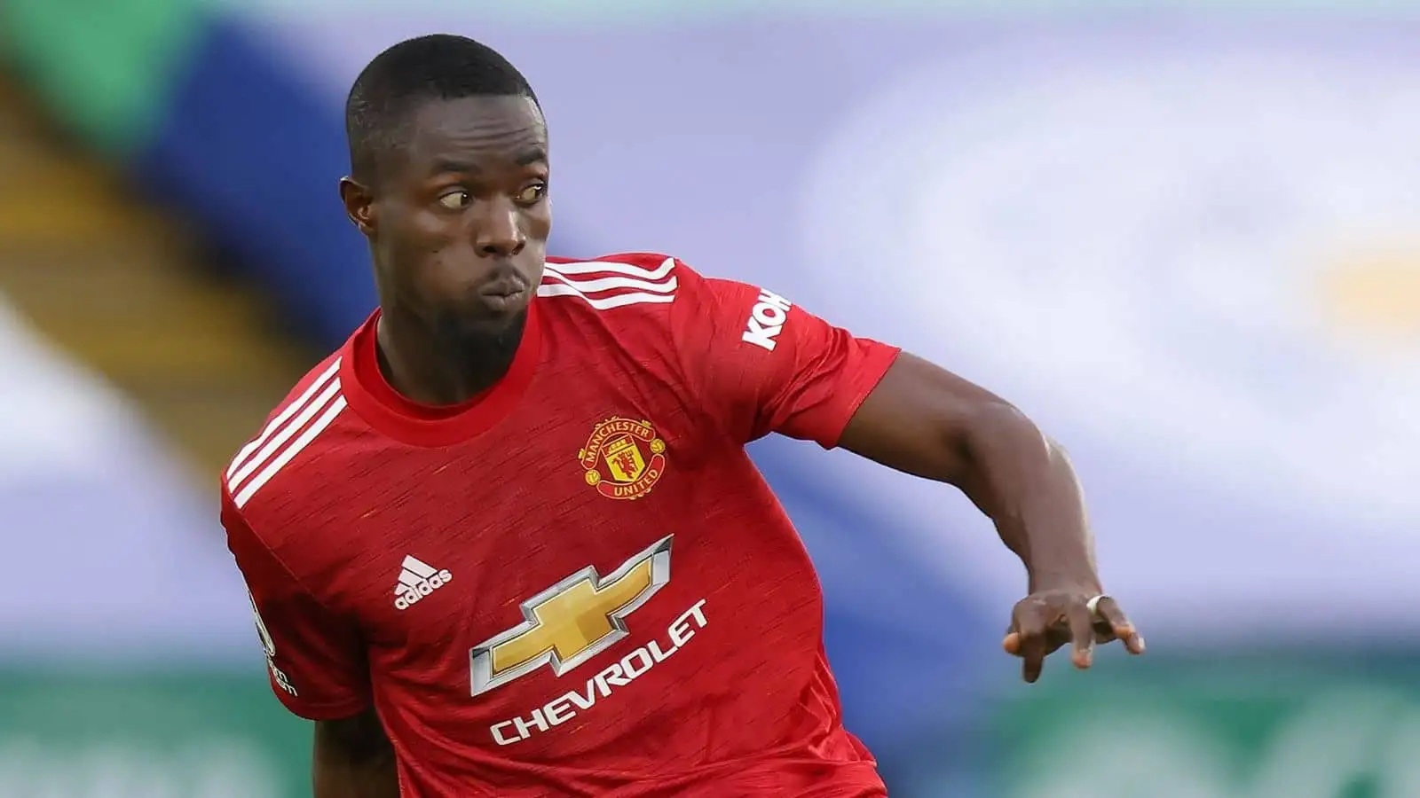 Eric Bailly, Man Utd defender, during Premier League game against Leicester at King Power Stadium