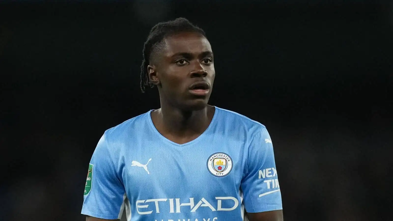 Romeo Lavia, Manchester City midfielder, during Carabao Cup clash against Wycombe at Etihad Stadium