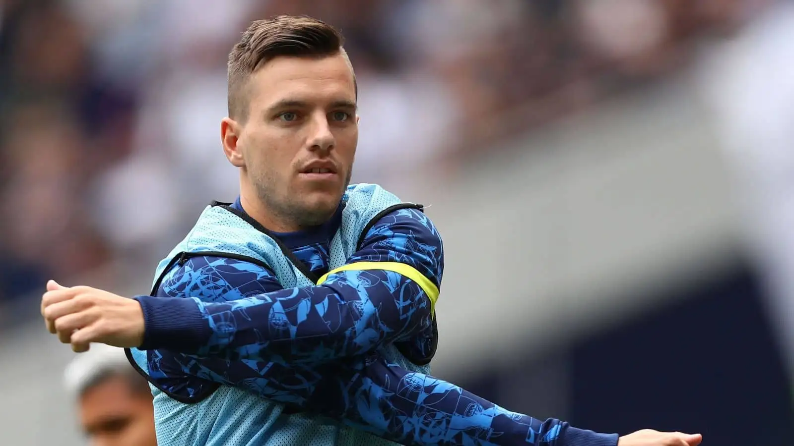 Giovani Lo Celso of Tottenham Hotspur warms up from the substitutes bench - Tottenham Hotspur v Watford, Premier League, Tottenham Hotspur Stadium