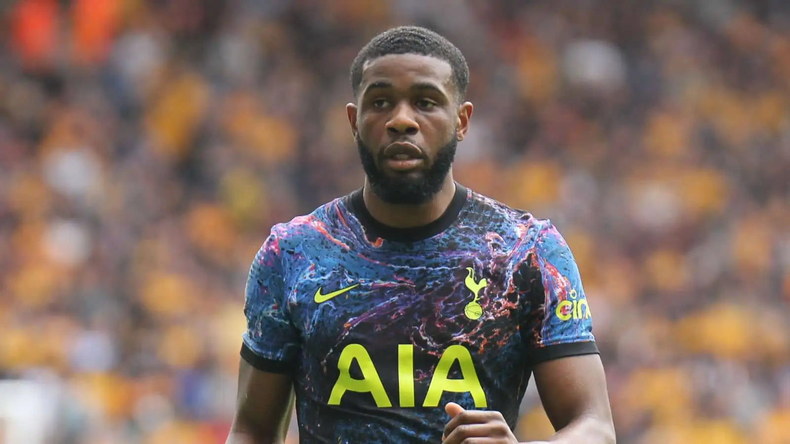 Japhet Tanganga of Tottenham Hotspur during the Premier League match between Wolverhampton Wanderers and Tottenham Hotspur at Molineux