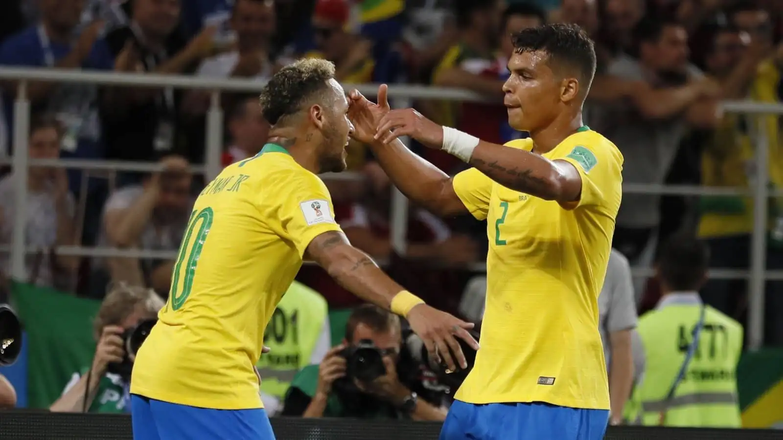Neymar, Thiago Silva of Brazil