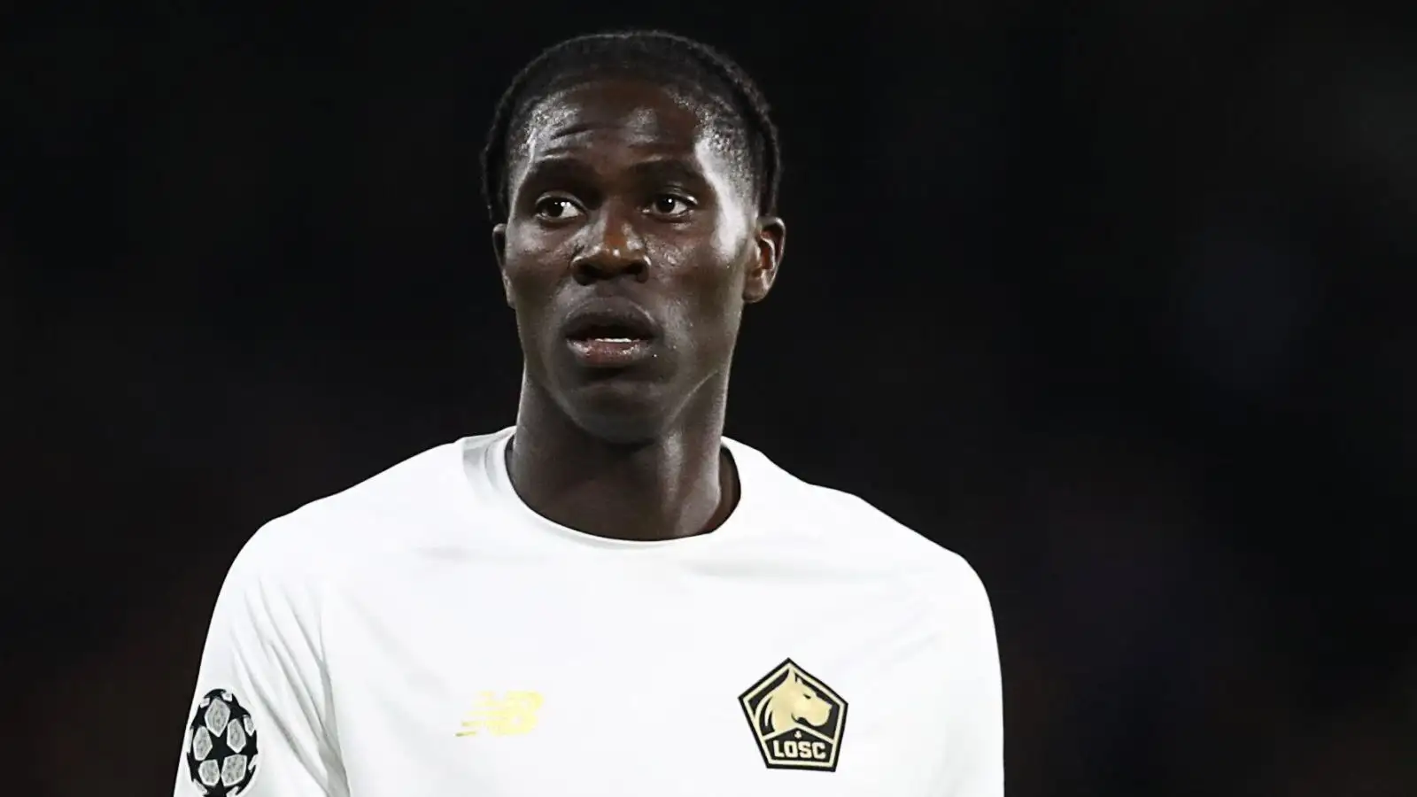 Amadou Onana of Lille during the UEFA Champions League match at Stamford Bridge, London.