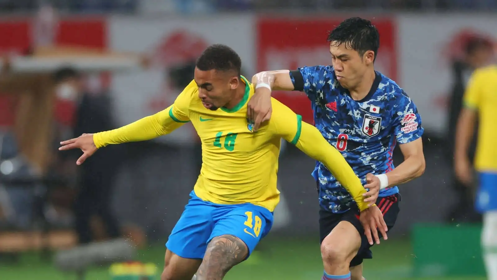 Gabriel Jesus, Wataru Endo Japan v Brazil June 2022