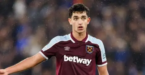 Sonny Perkins of West Ham United during the UEFA Europa League Group H match between West Ham United and Dinamo Zagreb at London Stadium
