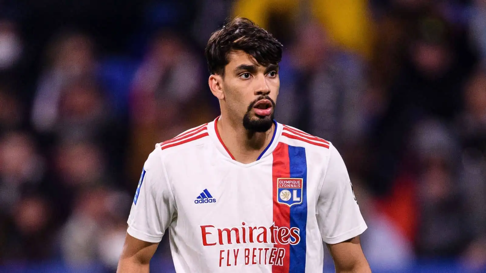 Lucas Paquetá of Lyon walks in the field during the Ligue 1 Uber Eats match between Olympique Lyonnais and Lille OSC at Groupama Stadium