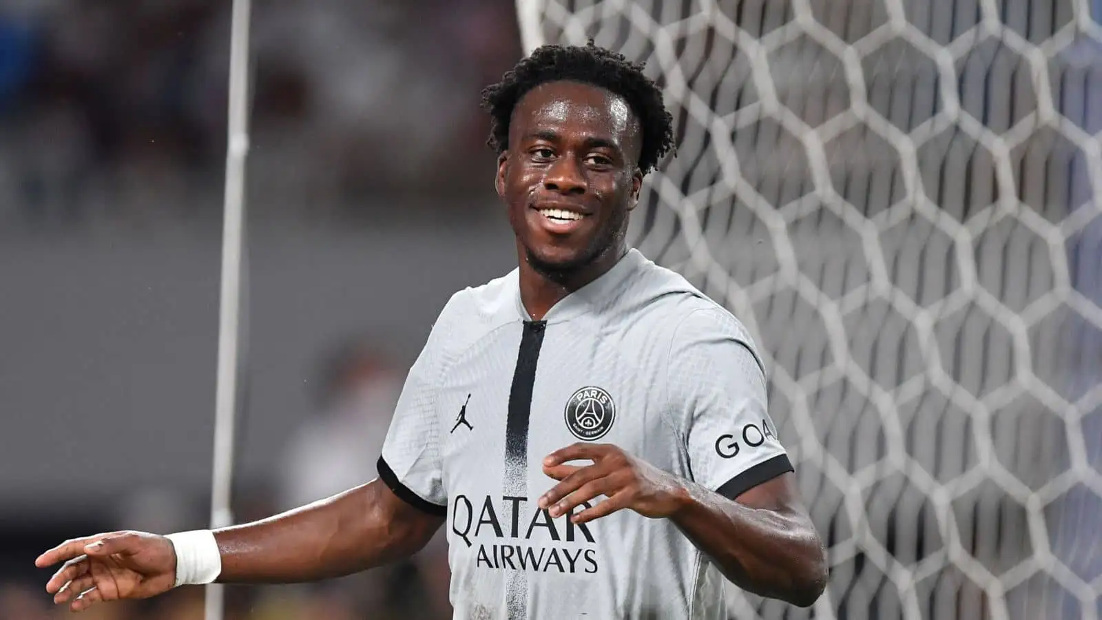 Arnaud Kalimuendo of PSG during the preseason friendly soccer match between Paris Saint-Germain and Kawasaki Frontale at National Stadium in Tokyo