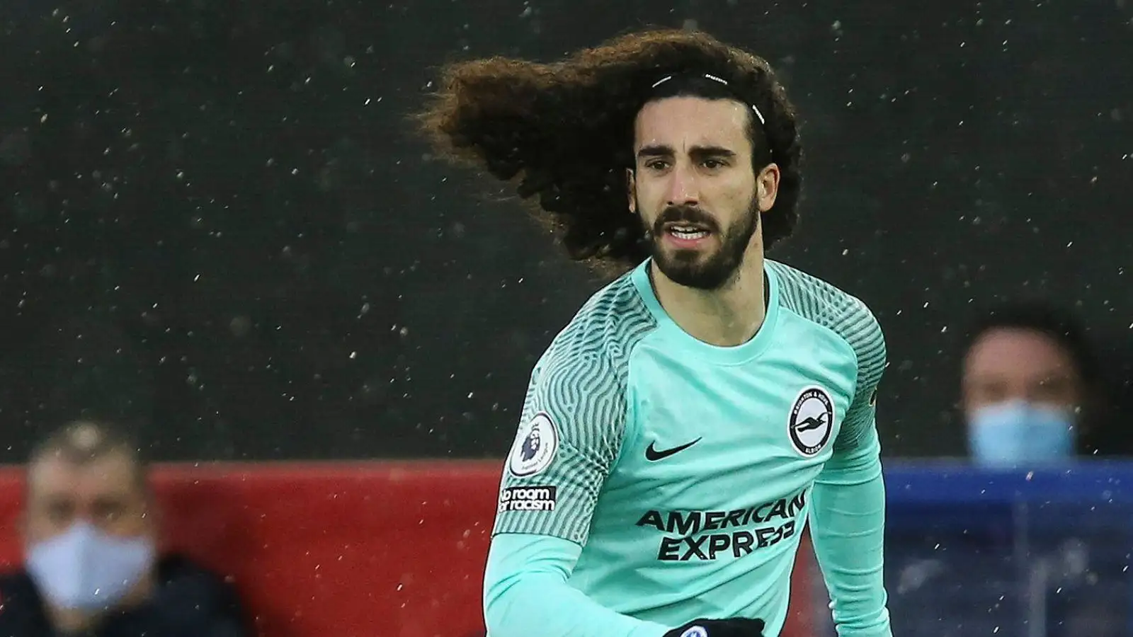 Marc Cucurella of Brighton and Hove Albion in action. Premier League match, Everton v Brighton & Hove Albion at Goodison Park