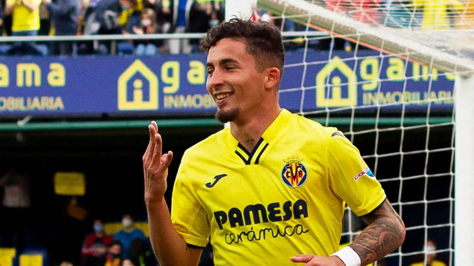 Yeremi Pino, Villarreal, after scoring his fourth goal at Estadio La Ceramica; La Liga football, Villarreal CF versus RCD Espanyol