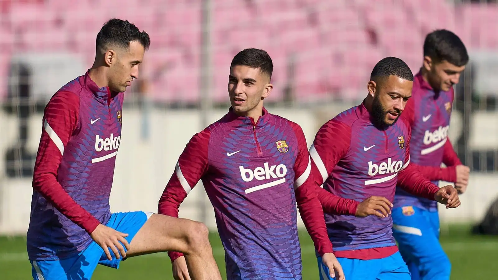 Ferran Torres, Memphis Depay and Sergio Busquets