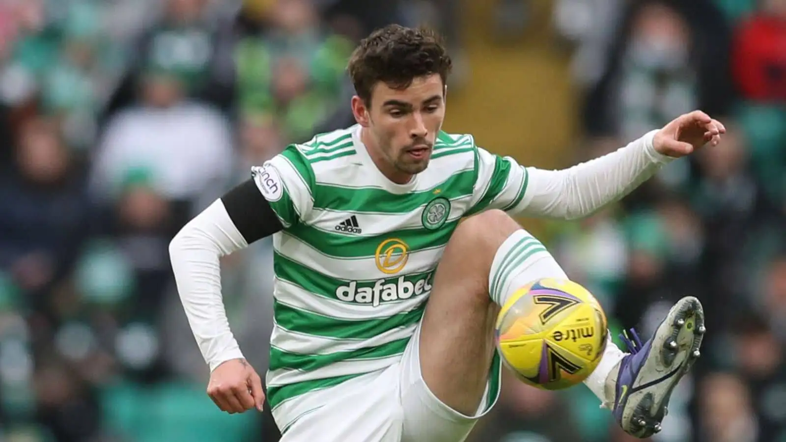 Matt O'Riley, Celtic midfielder during Scottish Premiership match against Dundee United