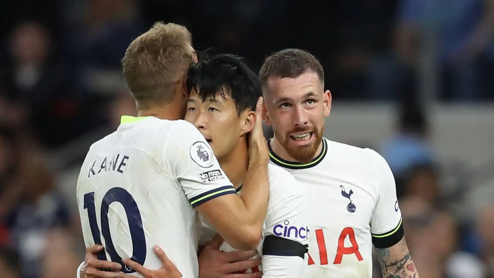 Son Heung-min, Harry Kane and Pierre-Emile Hojbjerg