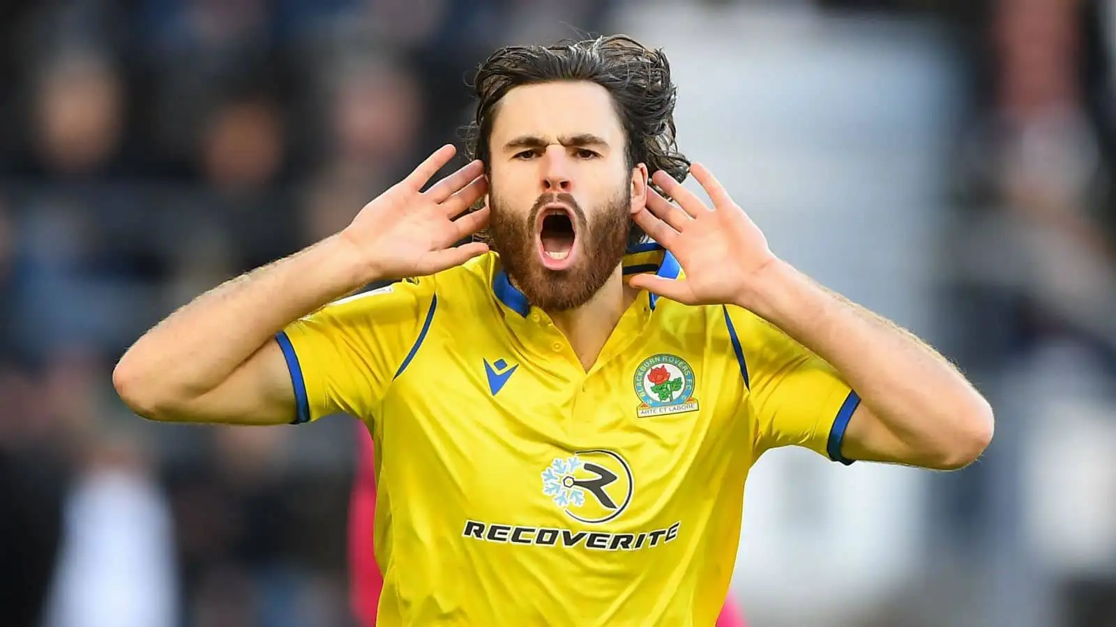 Ben Brereton Diaz of Blackburn Rovers celebrates after scoring a goal to make it 0-1during the Sky Bet Championship match between Derby County and Blackburn Rovers at the Pride Park, Derby