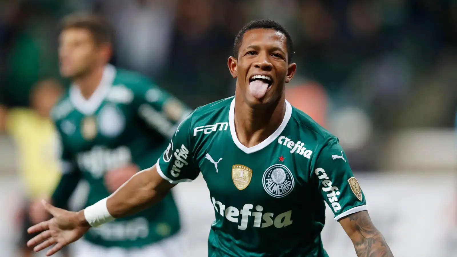 Danilo celebrates after scoring for Palmeiras against Emelec in the Copa Libertadores. May 2022.