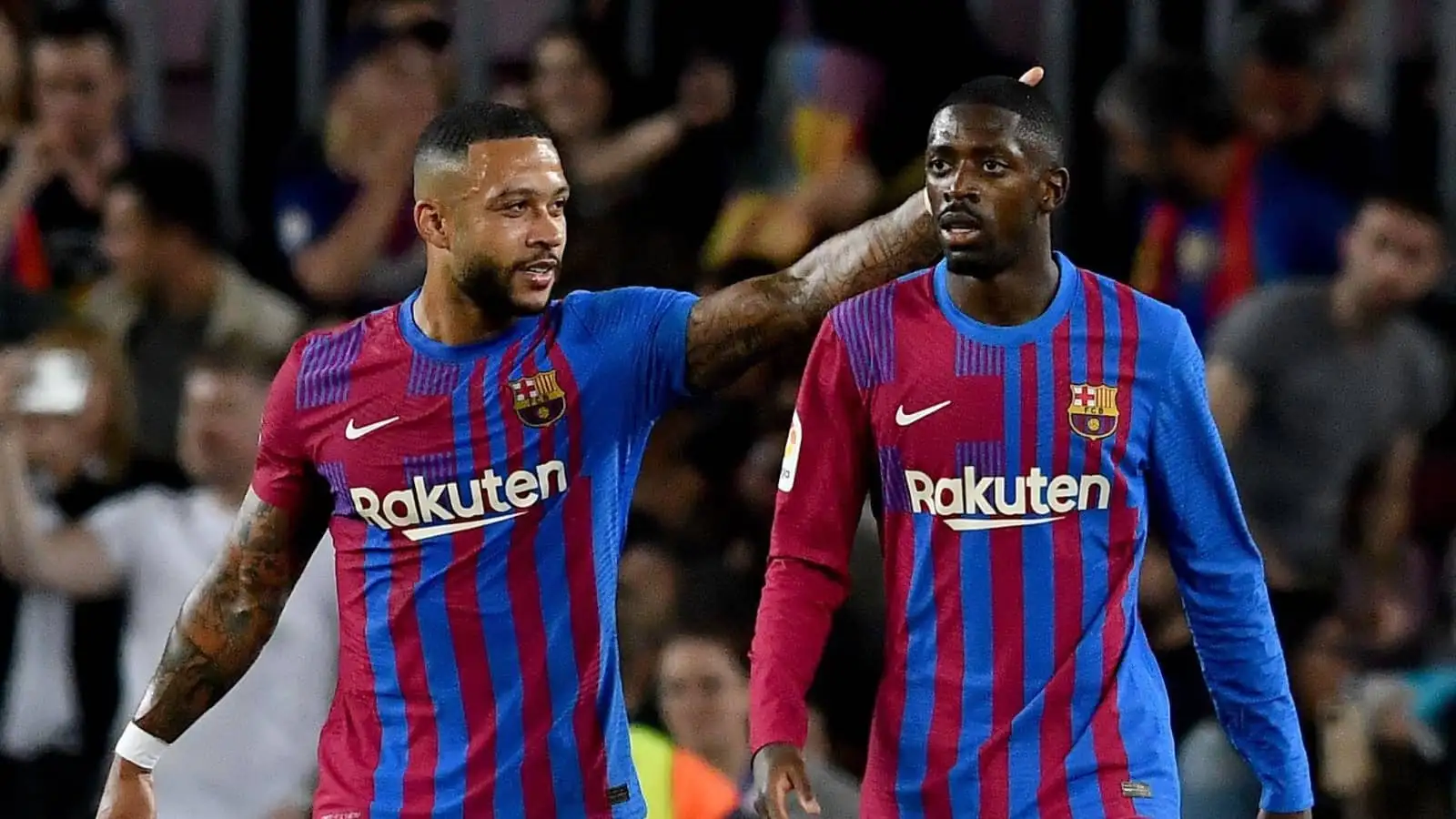 Barcelona players Memphis Depay and Ousmane Dembele