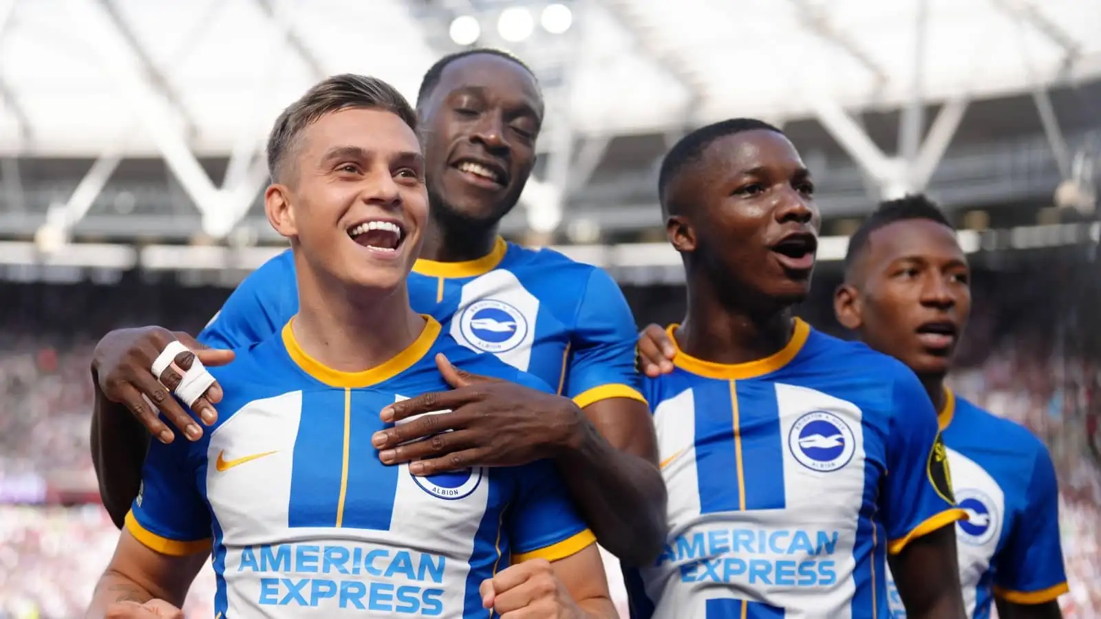 Leandro Trossard, Moises Caicedo and Danny Welbeck