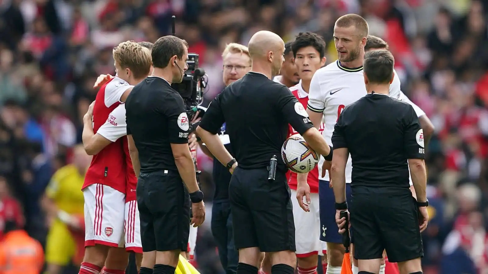 Eric Dier argues with Anthony Taylor after Tottenham defeat