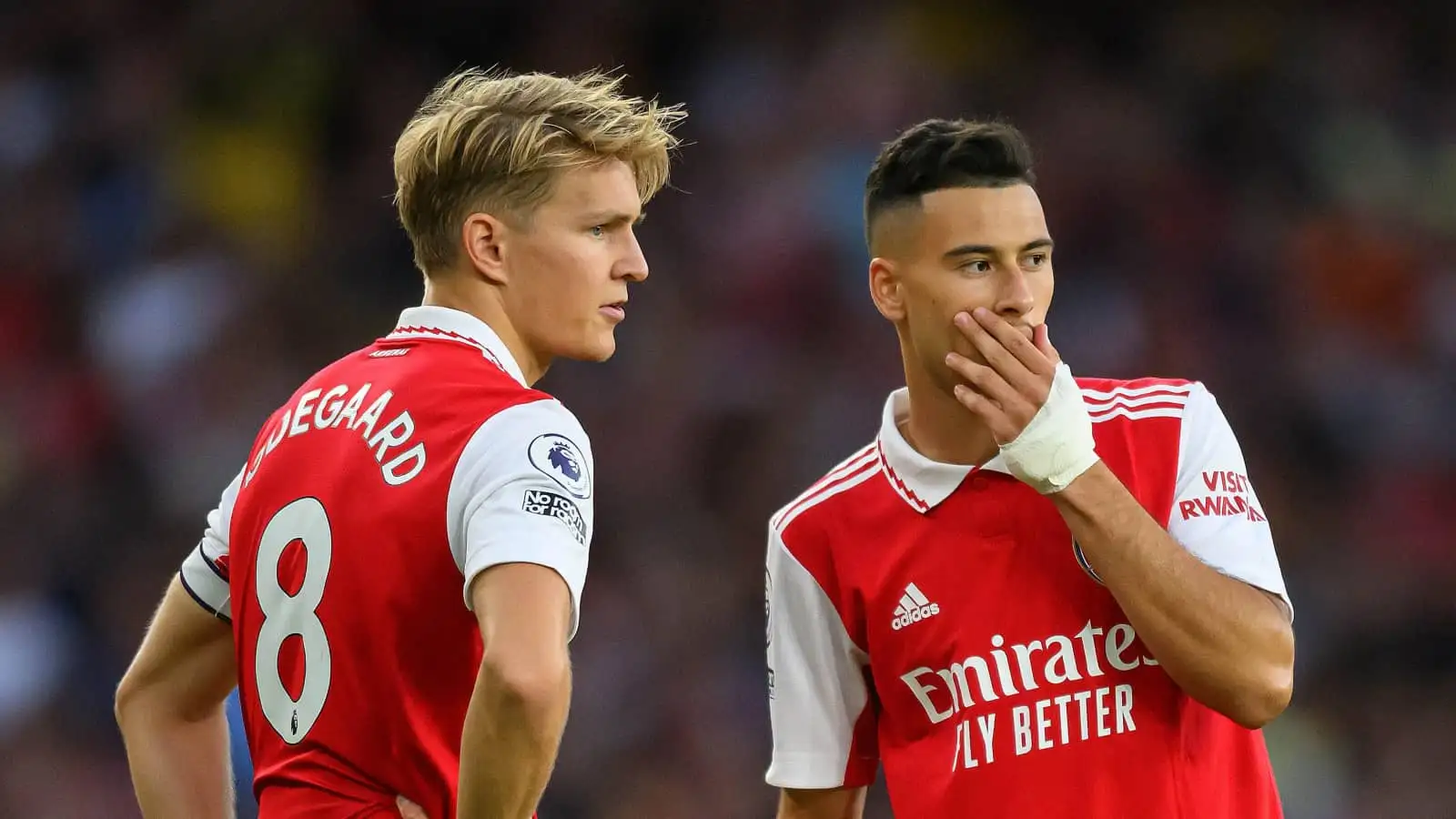 Arsenal attackers Martin Odegaard and Gabriel Martinelli