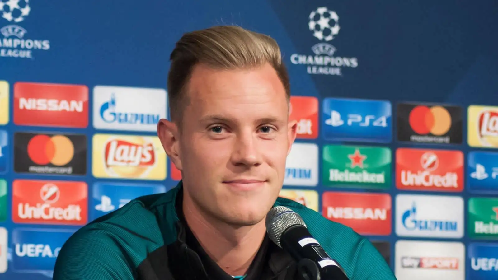 Marc-Andre Ter Stegen, Barcelona goalkeeper, during UEFA Champions League press conference