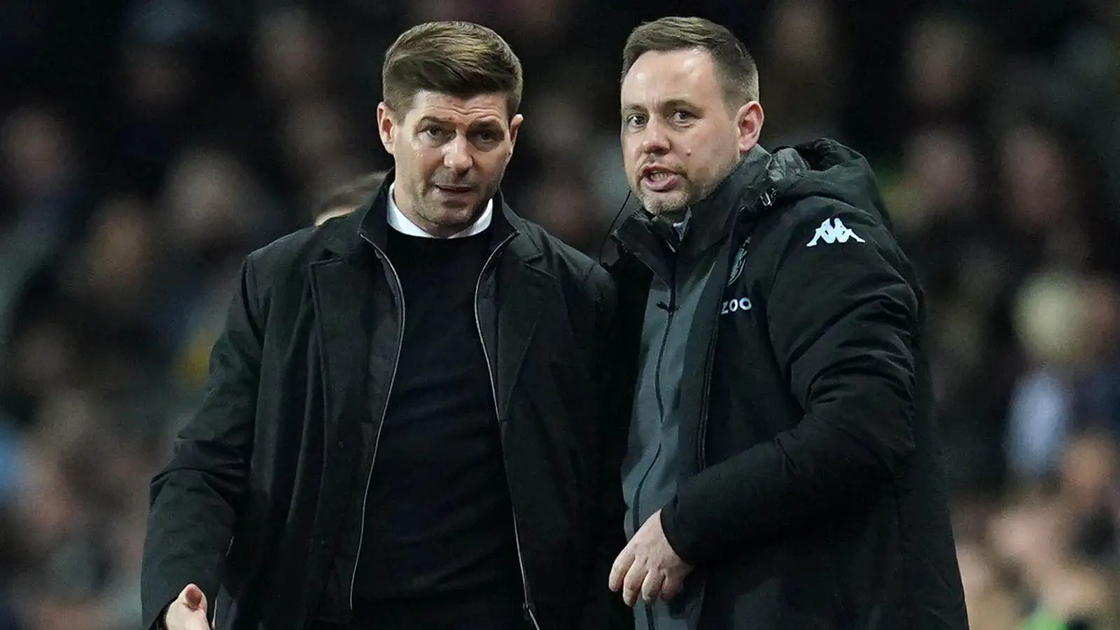 Aston Villa manager Steven Gerrard (left) and assistant Michael Beale