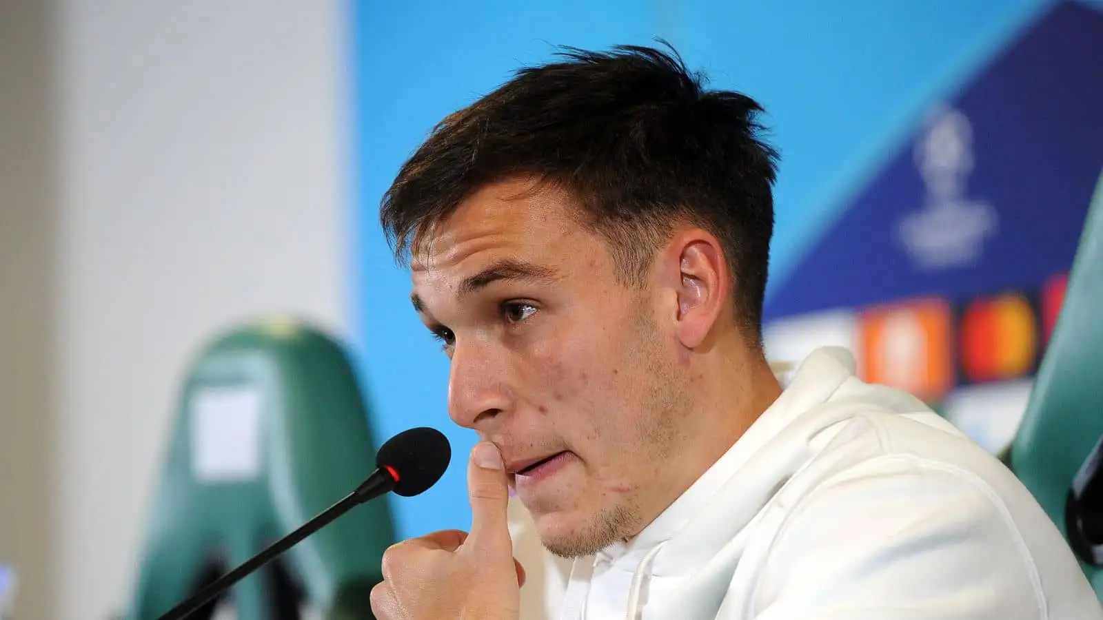 Manuel Ugarte, Sporting Lisbon midfielder, during a Champions League press conference