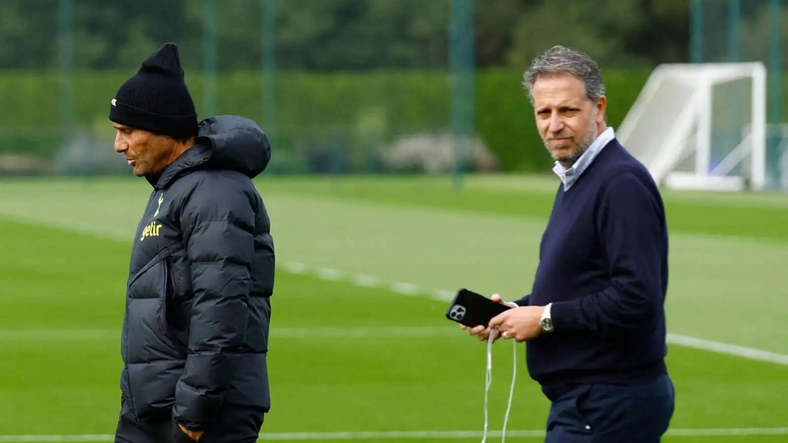 Antonio Conte and Fabio Paratici pictured at Tottenham