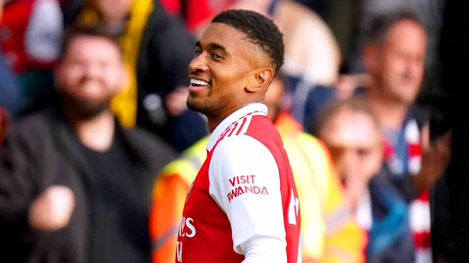 Reiss Nelson celebrating scoring for Arsenal