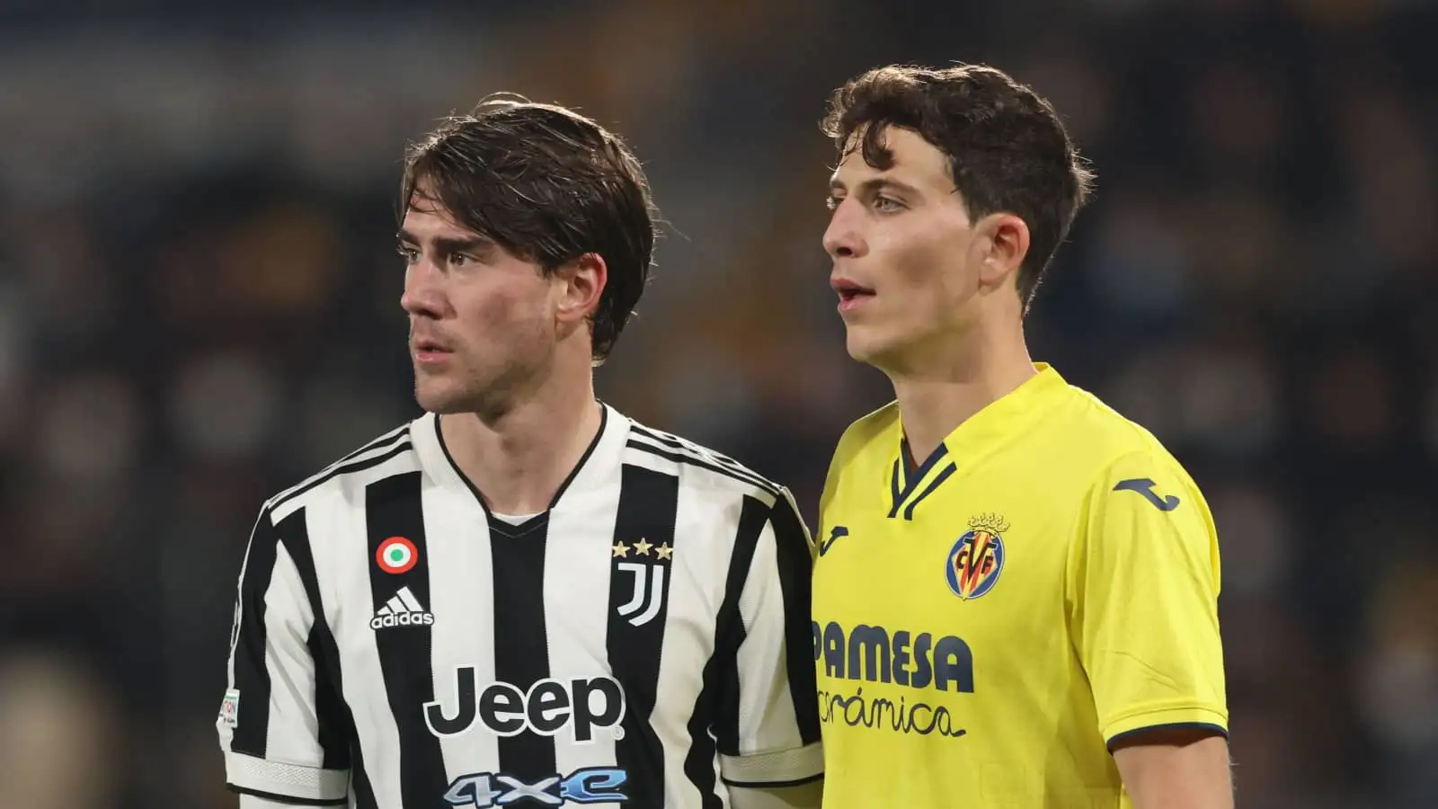 Juventus striker Dusan Vlahovic and Villarreal centre-back Pau Torres