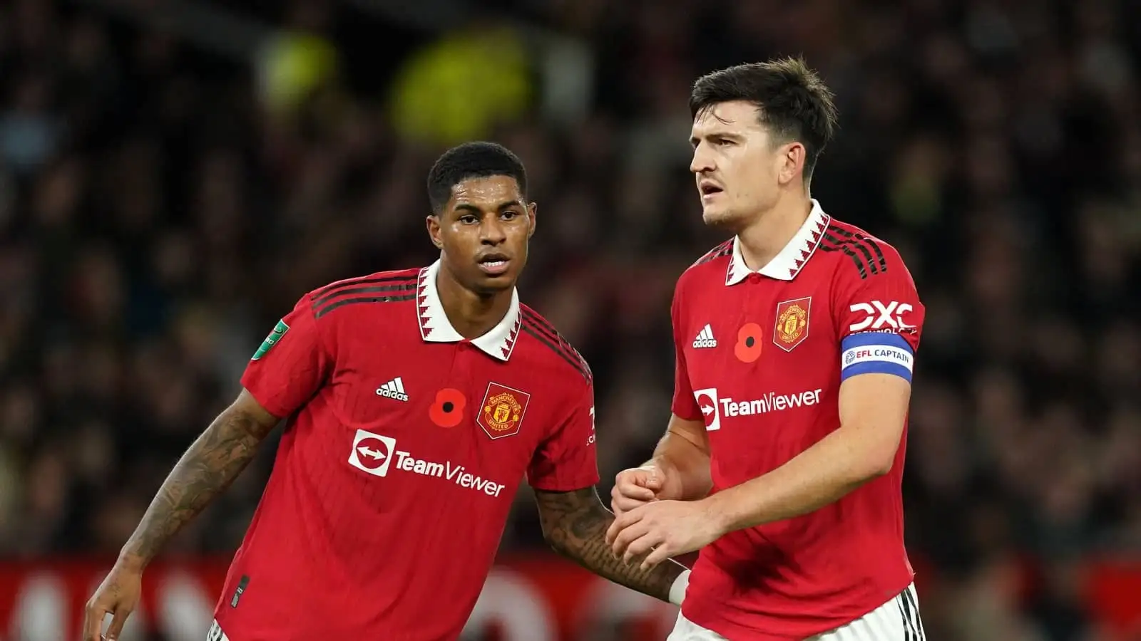 Marcus Rashford and Harry Maguire of Man Utd