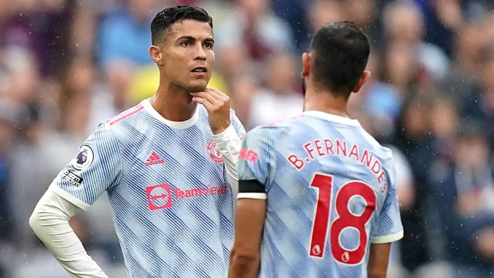 Cristiano Ronaldo and Bruno Fernandes during Premier League match between West Ham and Manchester United