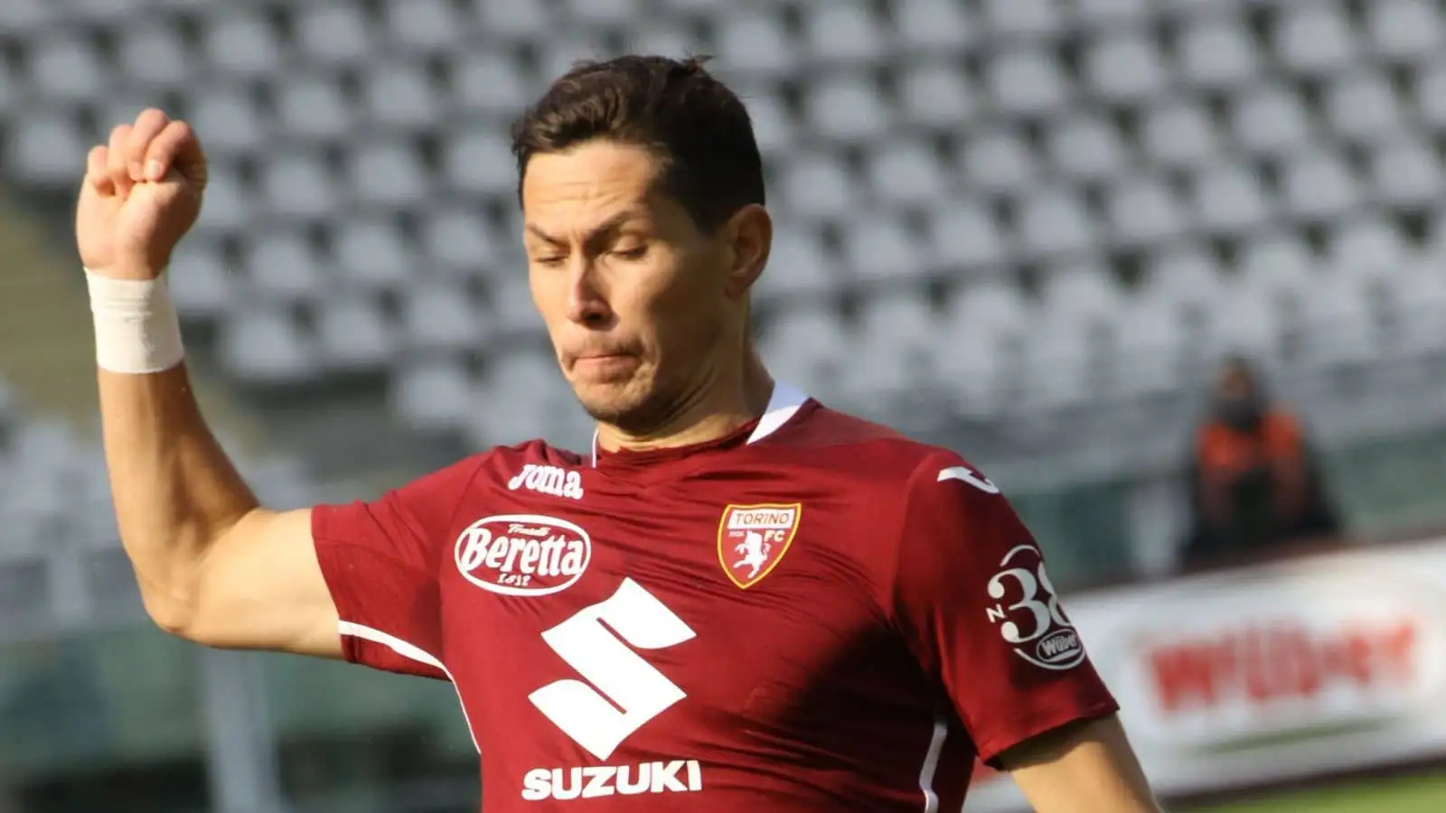 Sasa Lukic, Torino midfielder, in action during Serie A clash v Cagliari