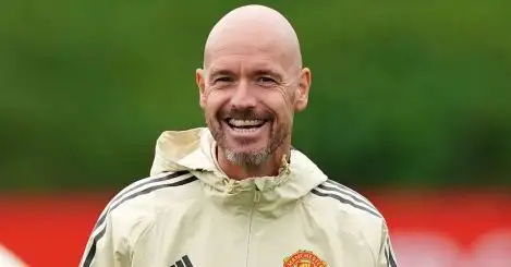 Manchester United manager Erik ten Hag during a training session at the Aon Training Complex, Greater Manchester