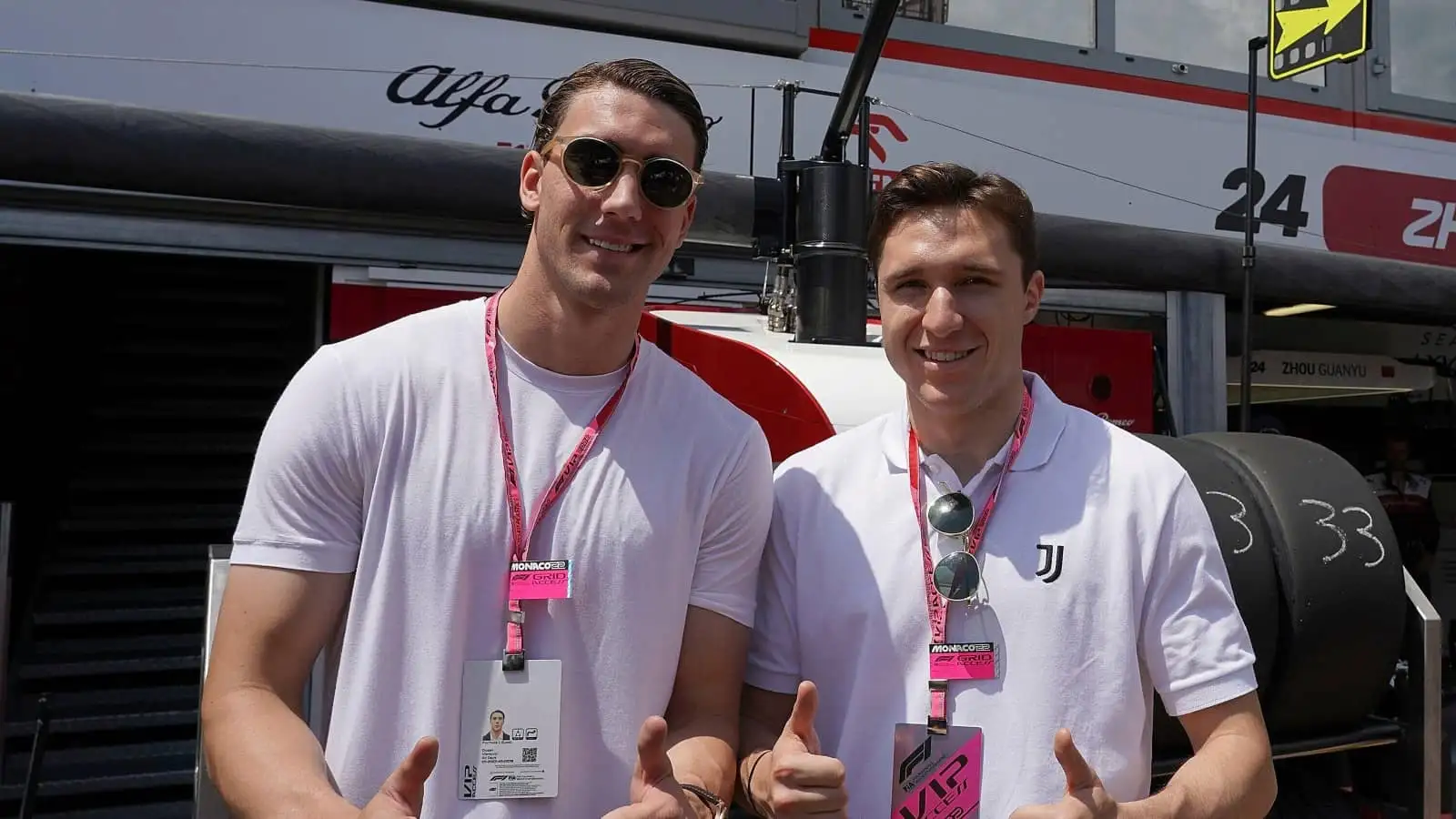 Juventus players Dusan Vlahovic and Federico Chiesa