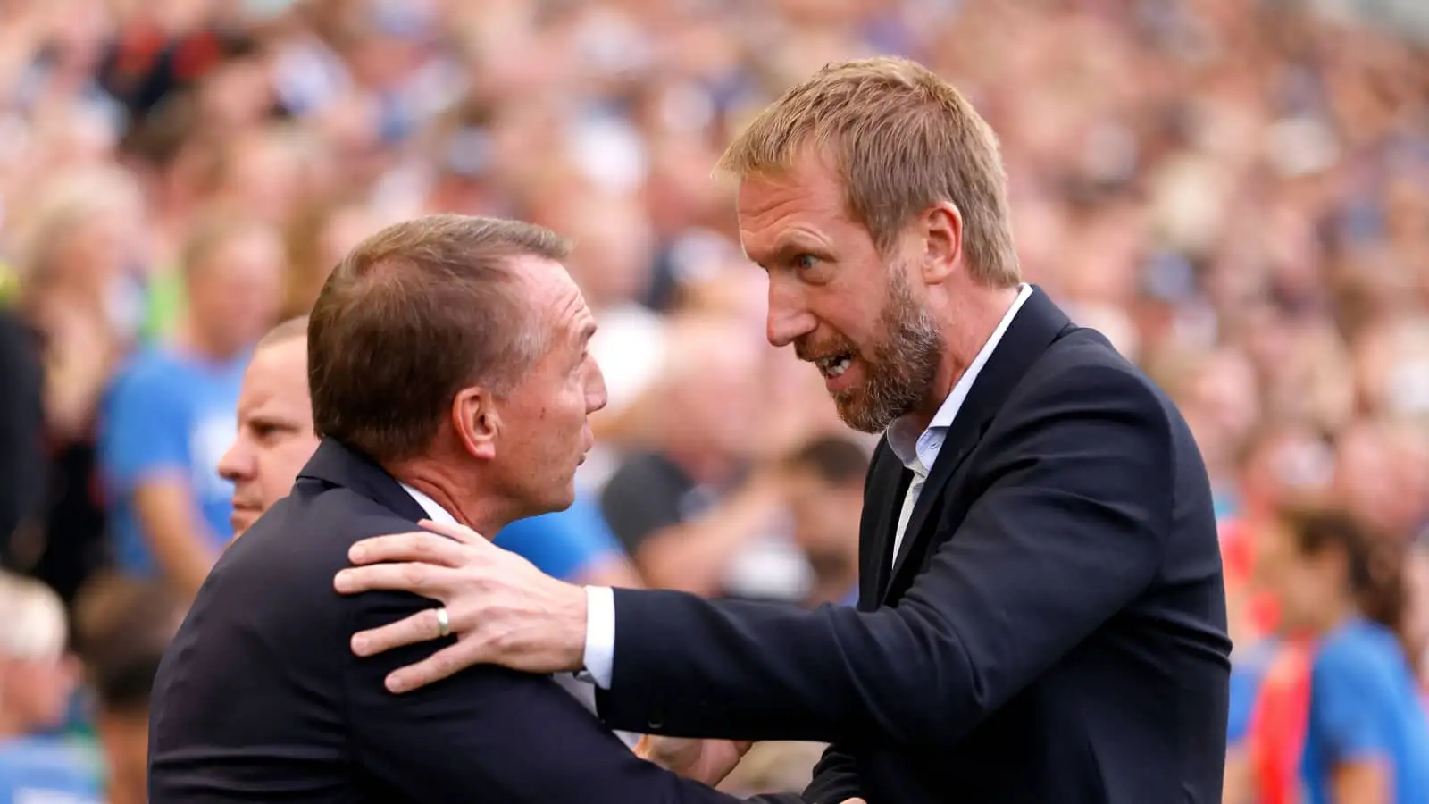 Leicester manager Brendan Rodgers and Chelsea boss Graham Potter