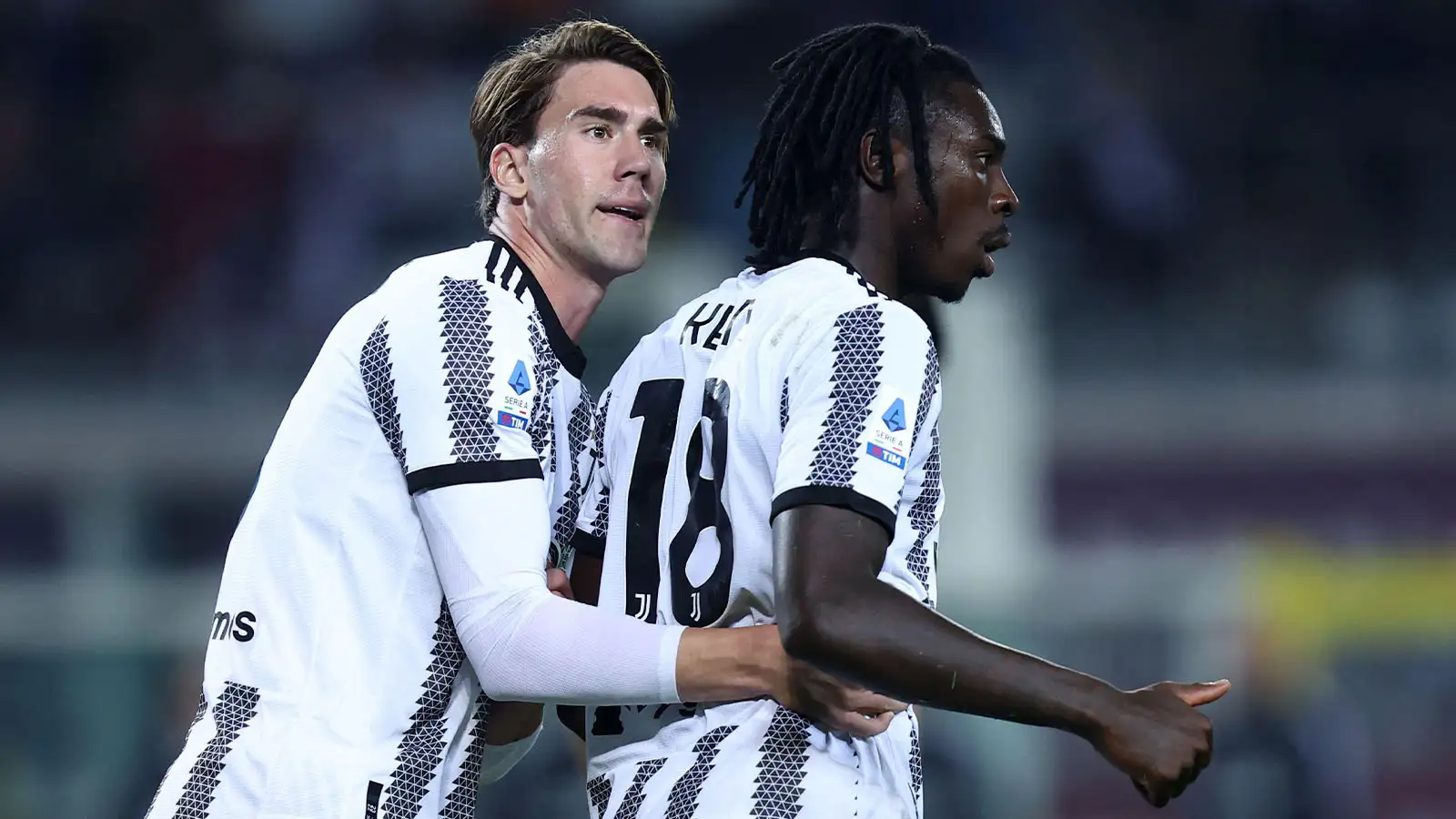 Dusan Vlahovic and Moise Kean of Juventus Fc look on during the Serie A match beetween Torino Fc and Juventus