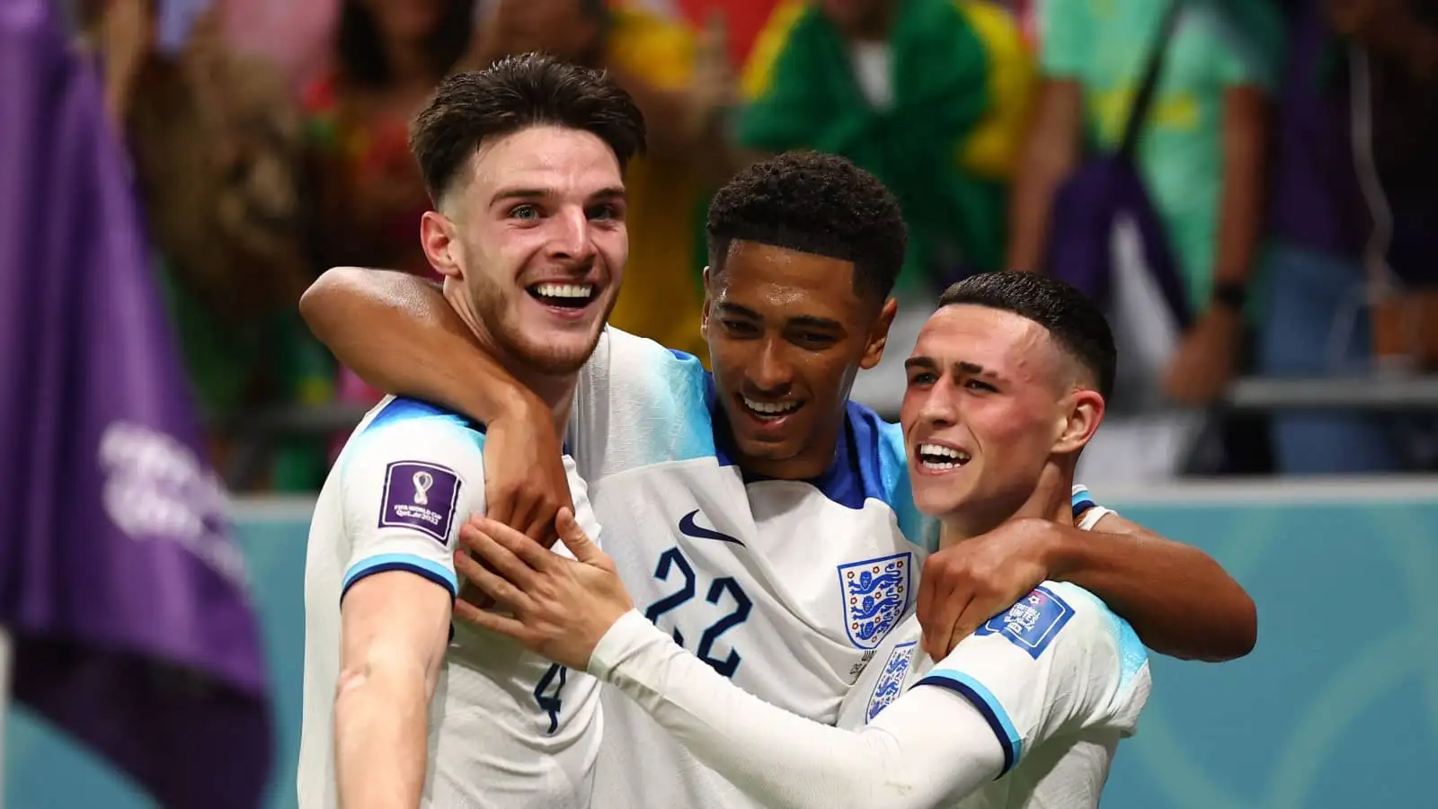 England trio Declan Rice, Jude Bellingham and Phil Foden
