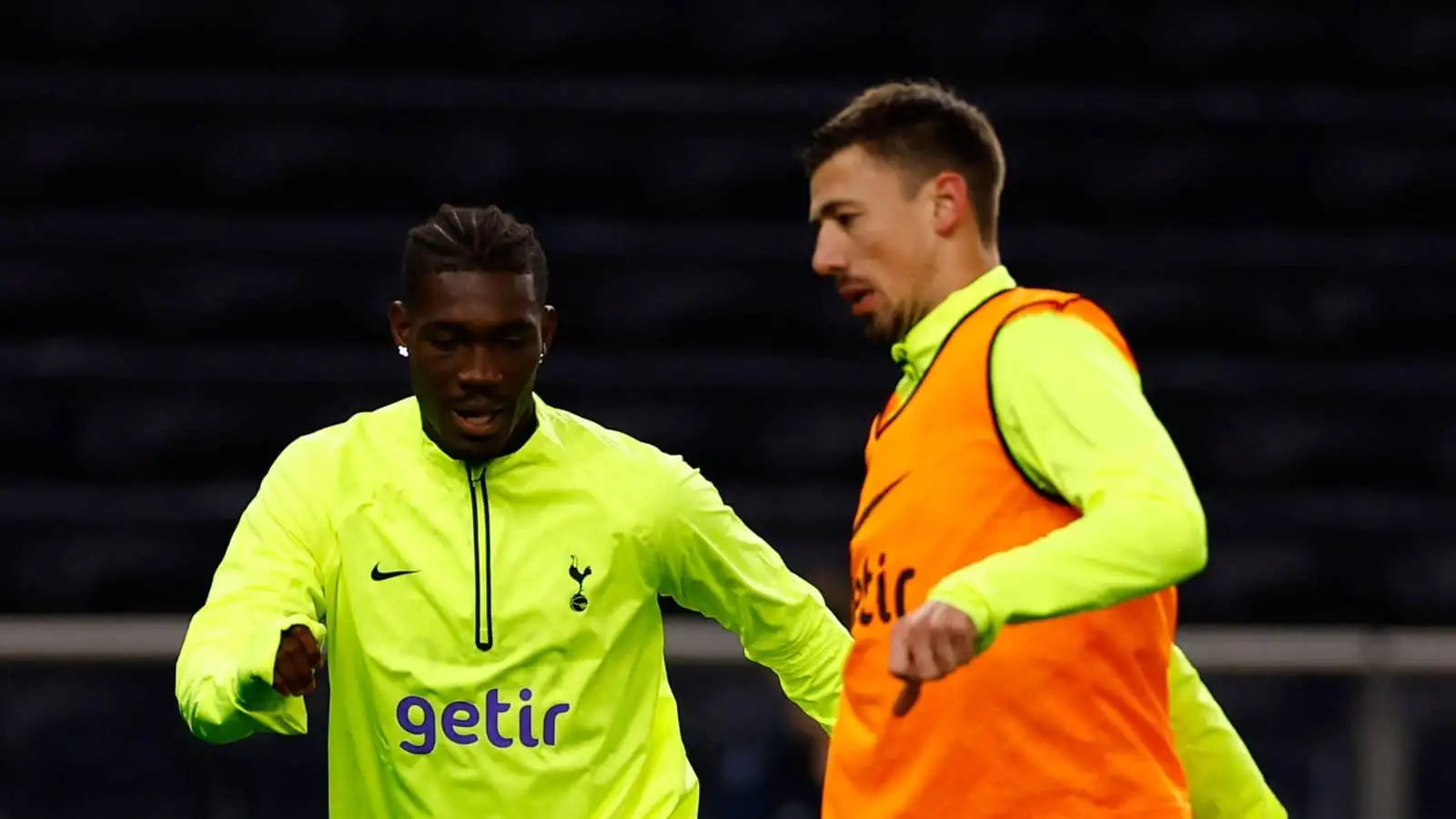 Clement Lenglet and Yves Bissouma of Tottenham