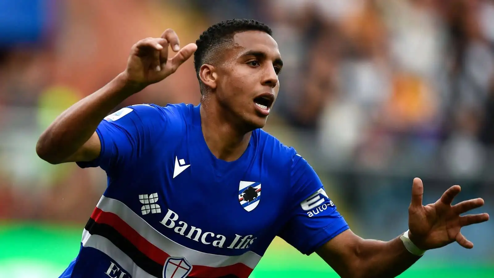 Abdelhamid Sabiri of UC Sampdoria reacts during the Serie A football match between UC Sampdoria and Genoa CFC