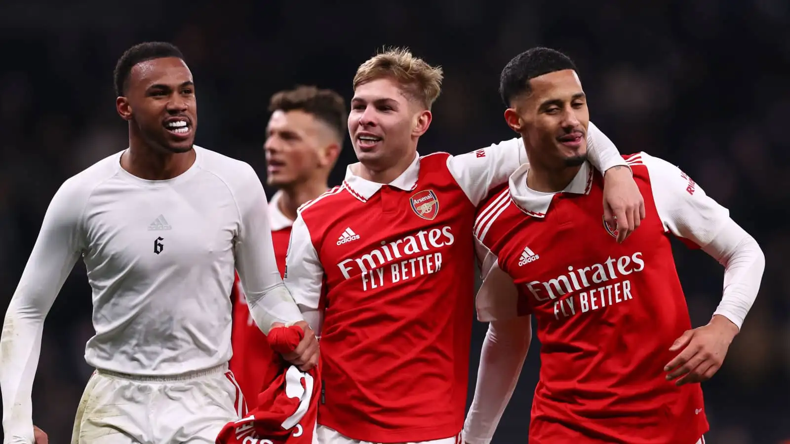 Arsenal stars Gabriel Magalhaes, Emile Smith Rowe and William Saliba