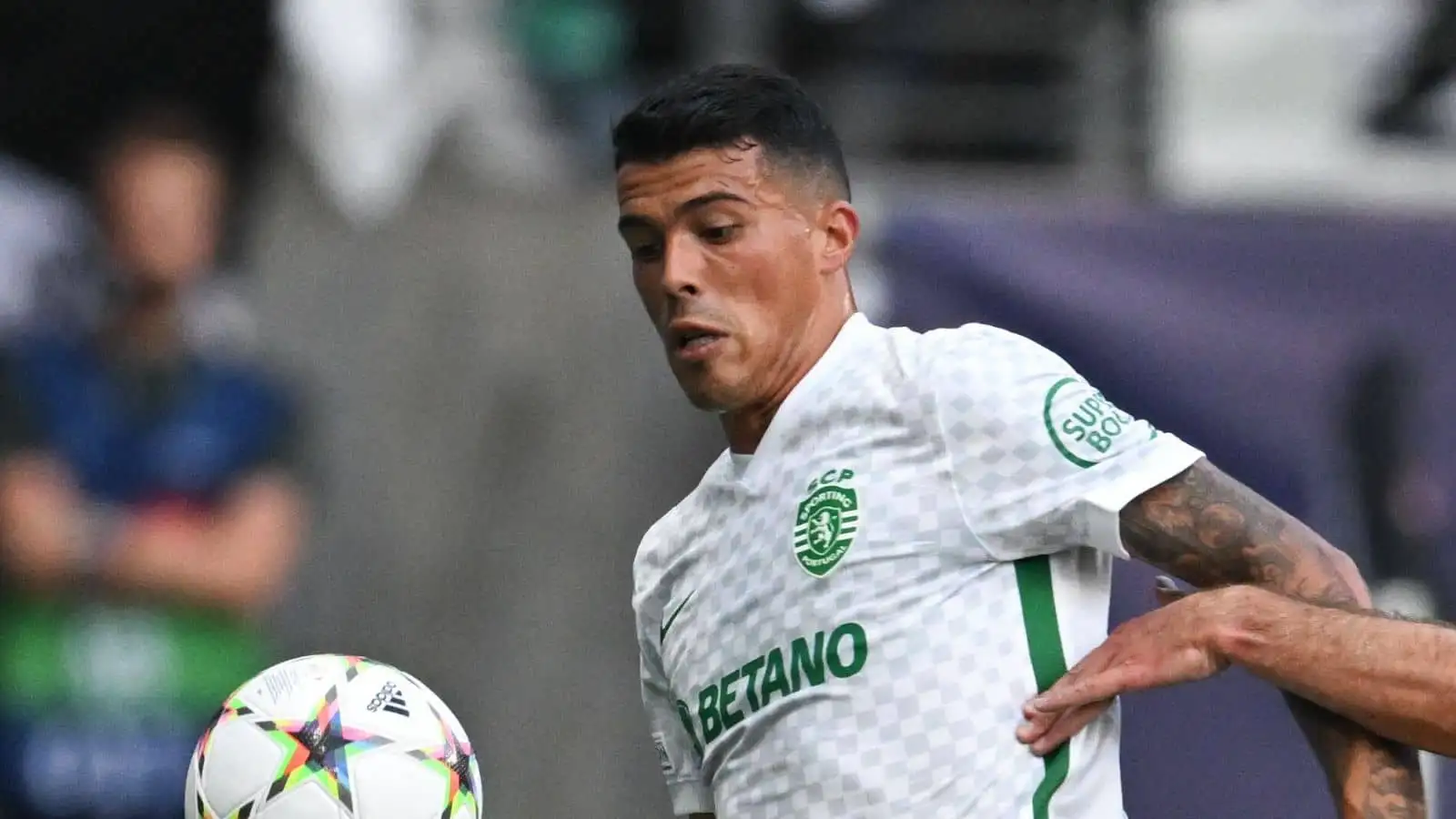 Pedro Porro during Champions League, Eintracht Frankfurt - Sporting Lisbon, Group Stage, Group D, Matchday 1 at Deutsche Bank Park