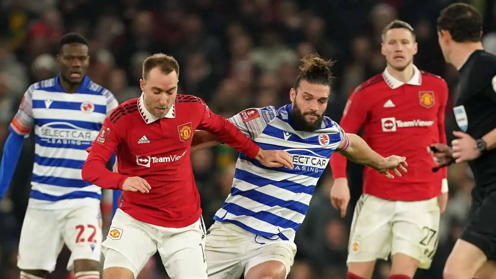 Christian Eriksen, Andy Carroll Man Utd v Reading