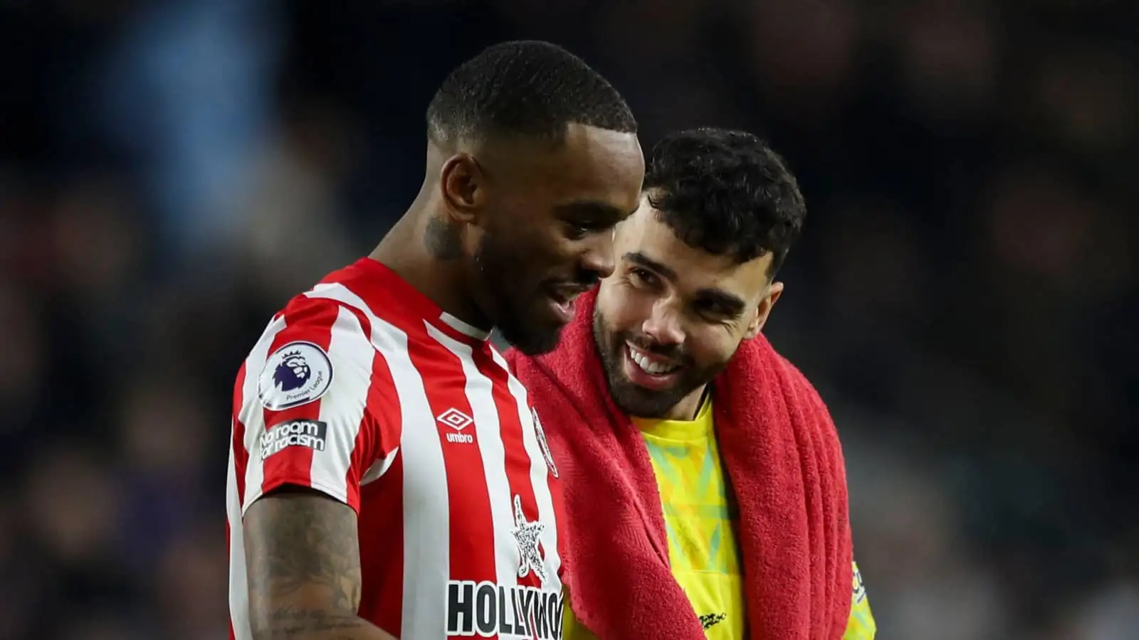 Brentford players Ivan Toney and David Raya