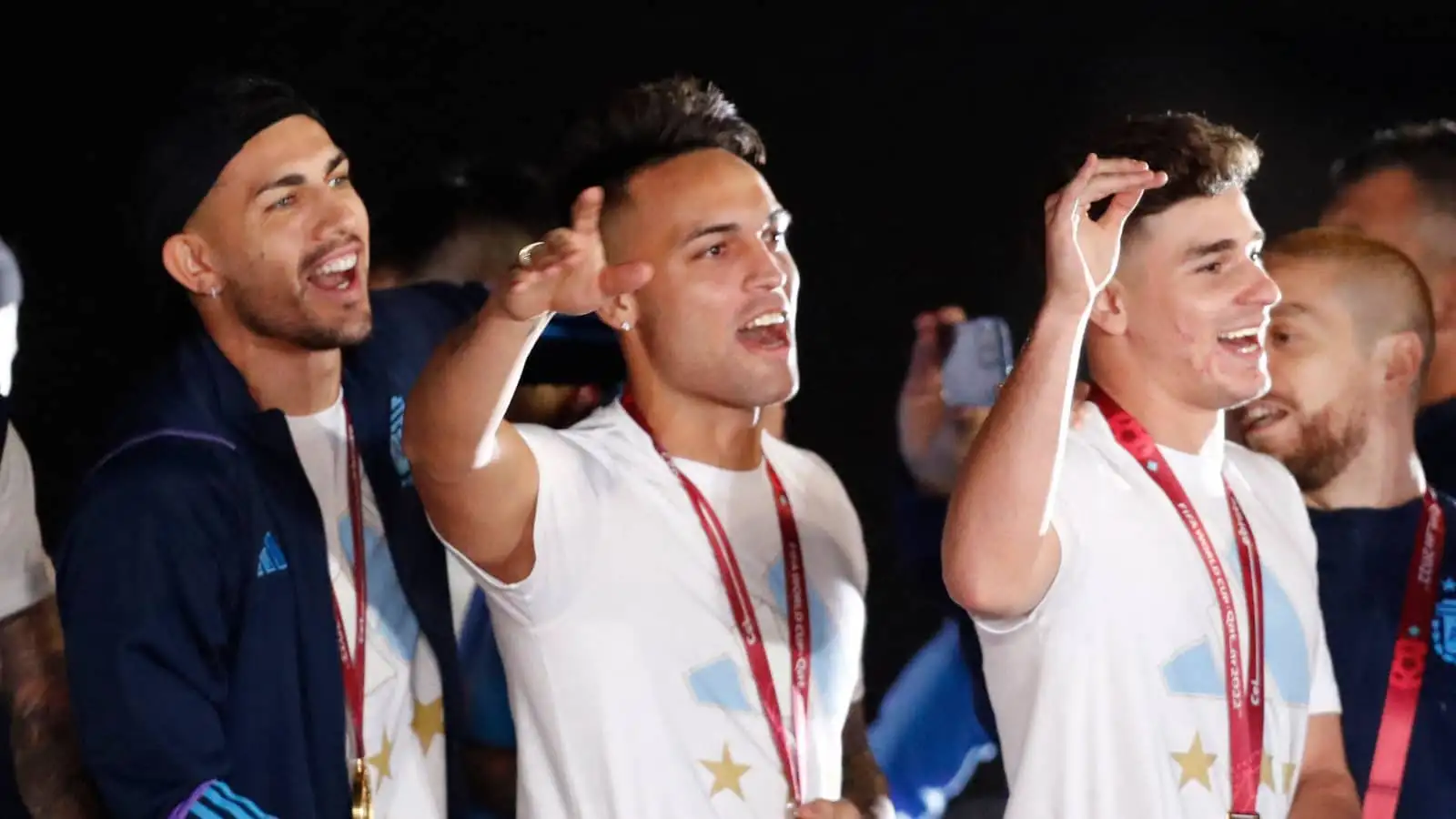 Argentina world cup winners Lautaro Martinez and Julian Alvarez